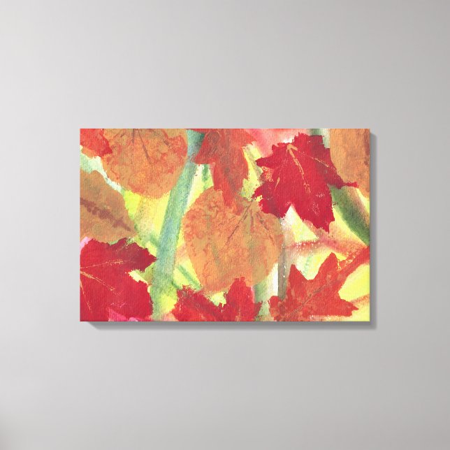 Colourful Fun Fall Autumn Leaves Wrapped Canvas (Front)