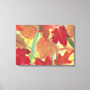 Colourful Fun Fall Autumn Leaves Wrapped Canvas
