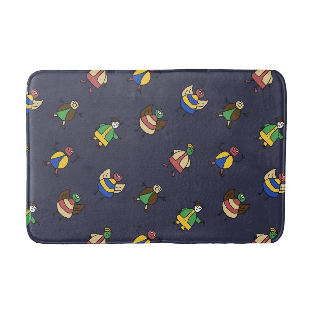 Colourful Fun Family Cartoon Characters Bath Mat (Front)