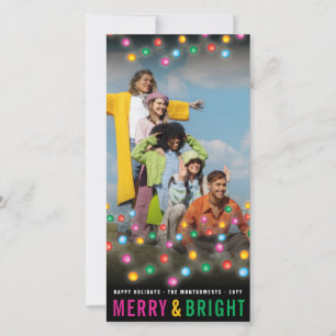 Colourful Fun Festive Christmas Lights Glow Photo Holiday Card