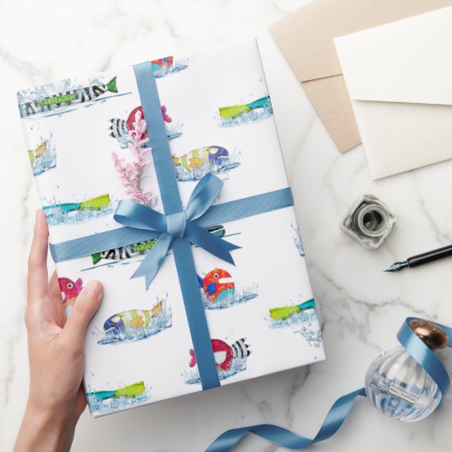 Colourful Fun Fish In Water Wrapping Paper (Gifting)