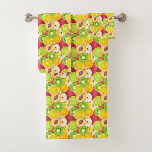 Colourful Fun Fruit Pattern Bath Towel Set (Insitu)