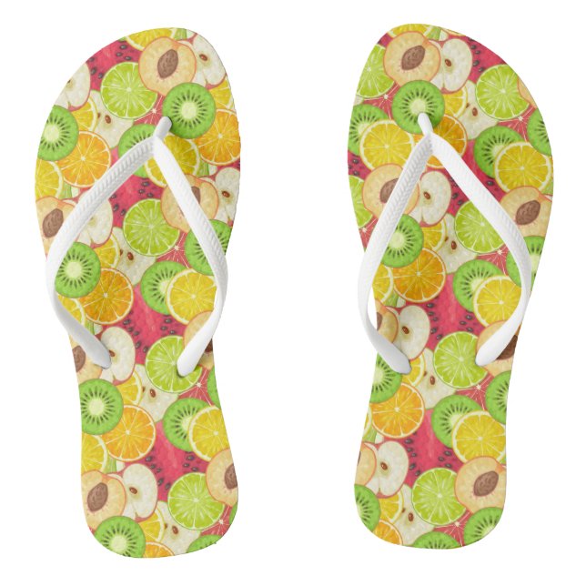 Colourful Fun Fruit Pattern Flip Flops (Footbed)
