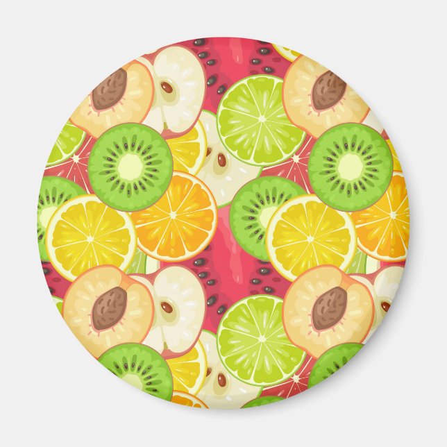 Colourful Fun Fruit Pattern Magnet (Front)