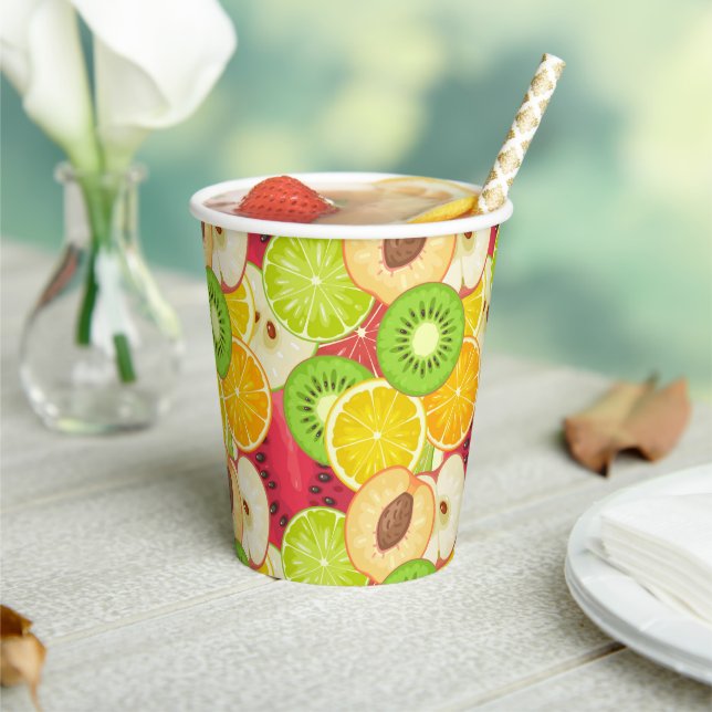 Colourful Fun Fruit Pattern Paper Cups (Insitu)