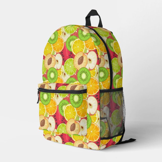 Colourful Fun Fruit Pattern Printed Backpack (Back Corner Right)