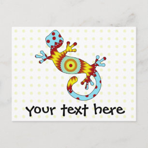 Colourful Fun Gecko Lizard Invitation Postcard