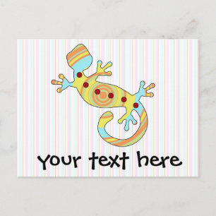 Colourful Fun Gecko Lizard Invitation Postcard