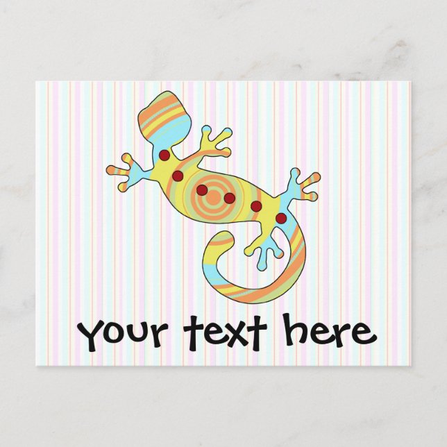 Colourful Fun Gecko Lizard Invitation Postcard (Front)