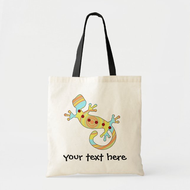 Colourful Fun Gecko Lizard Tote Bag (Front)