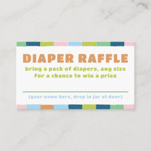 Colourful Fun Gender Neutral Baby Diaper Raffle Business Card