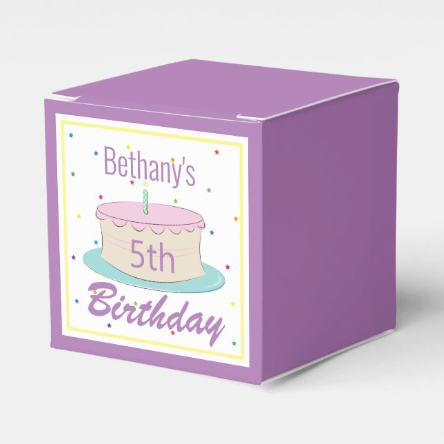 Colourful Fun Kids Birthday Cake Party Favour Box (Front Side)
