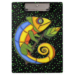 Colourful Fun Lizard Branch Dots Clipboard