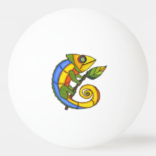 Colourful Fun Lizard Branch Dots Ping Pong Ball