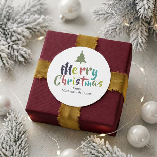 Colourful Fun Merry Christmas Personalised Classic Round Sticker