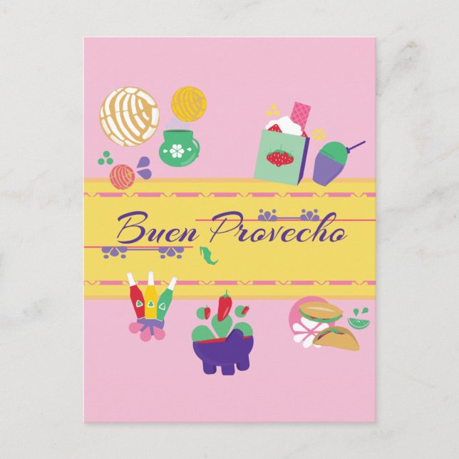 colourful fun Mexican food postcard (Front)