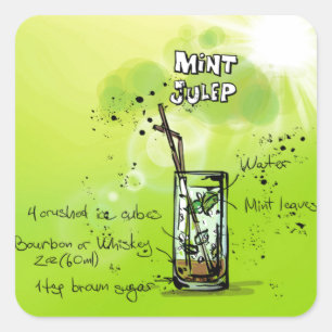 Colourful Fun Mint Julep Cocktail Recipe Square Sticker