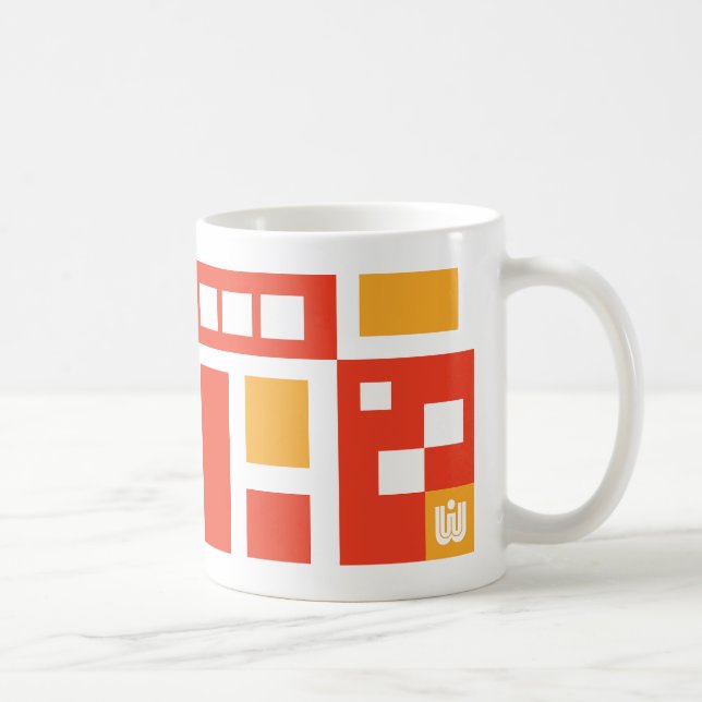 Colourful Fun Mod Geometric in Red and Rellow Coffee Mug (Right)