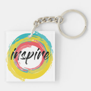 Colourful, fun, modern vibrant cool design Inspire Key Ring