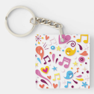 Colourful Fun Music Notes Key Ring