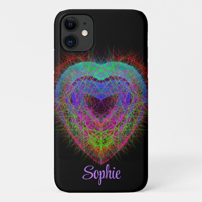 Colourful fun neon Graffiti sparkling heart design Case-Mate iPhone Case (Back)