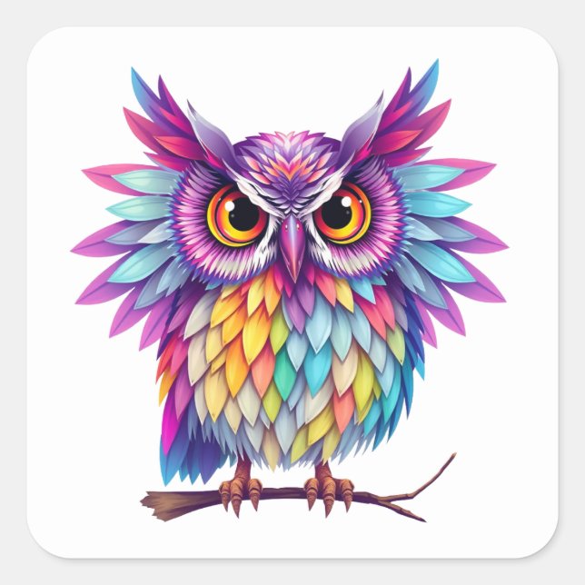Colourful Fun Owl Stickers (Front)