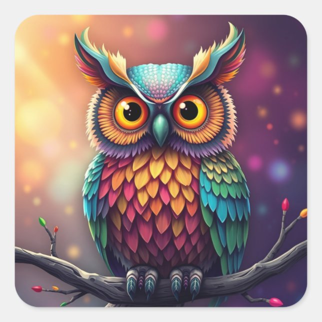 Colourful Fun Owl Stickers (Front)