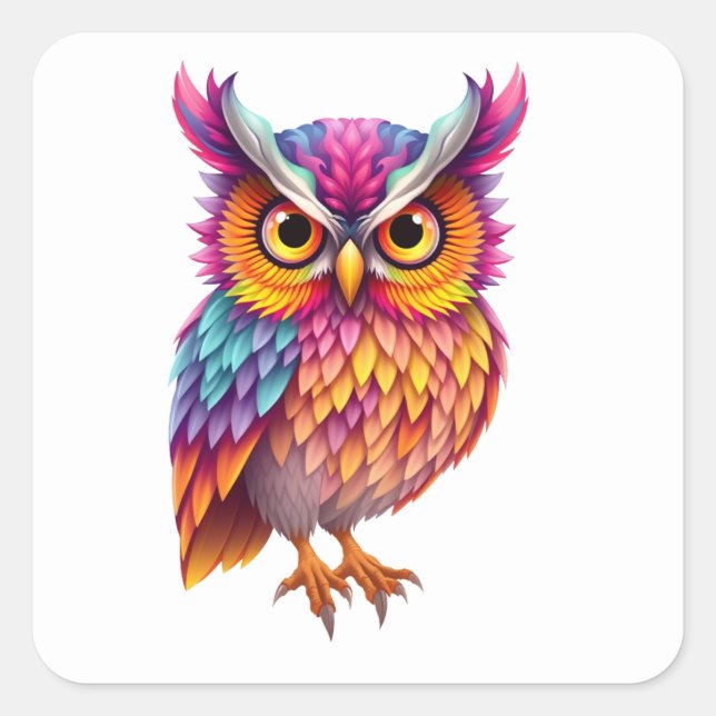 Colourful Fun Owl Stickers (Front)
