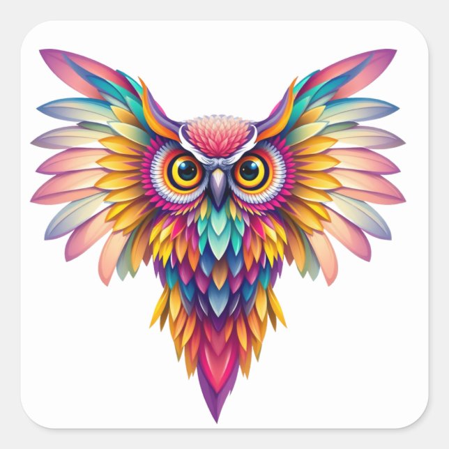 Colourful Fun Owl Stickers (Front)
