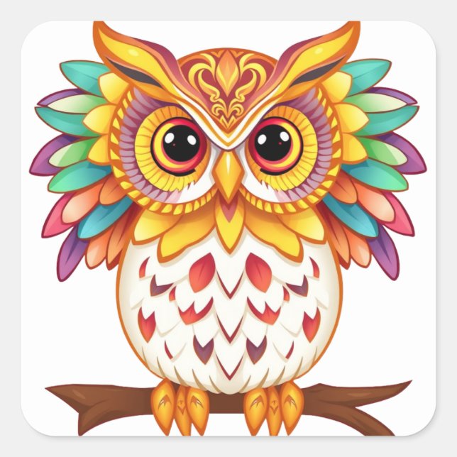 Colourful Fun Owl Stickers (Front)