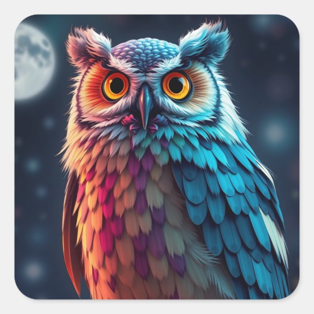 Colourful Fun Owl Stickers (Front)