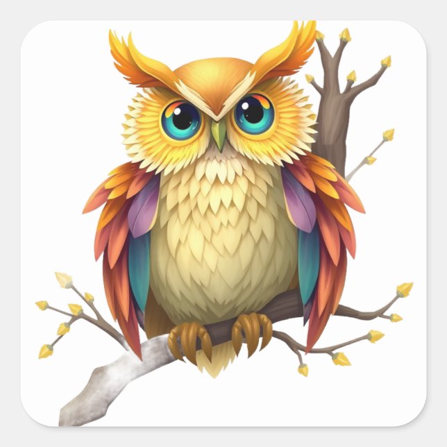Colourful Fun Owl Stickers (Front)