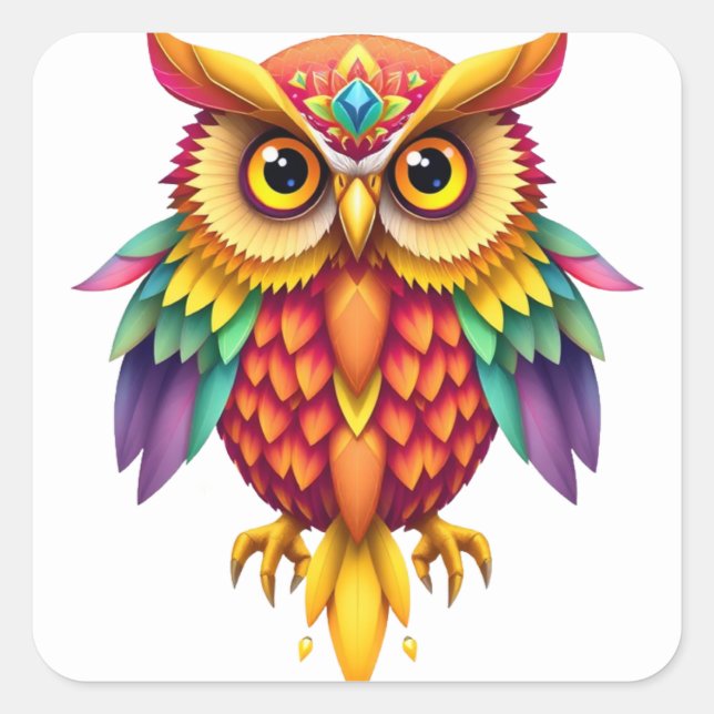 Colourful Fun Owl Stickers (Front)