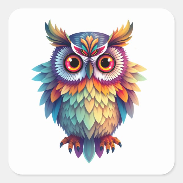 Colourful Fun Owl Stickers (Front)
