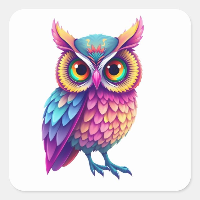 Colourful Fun Owl Stickers (Front)