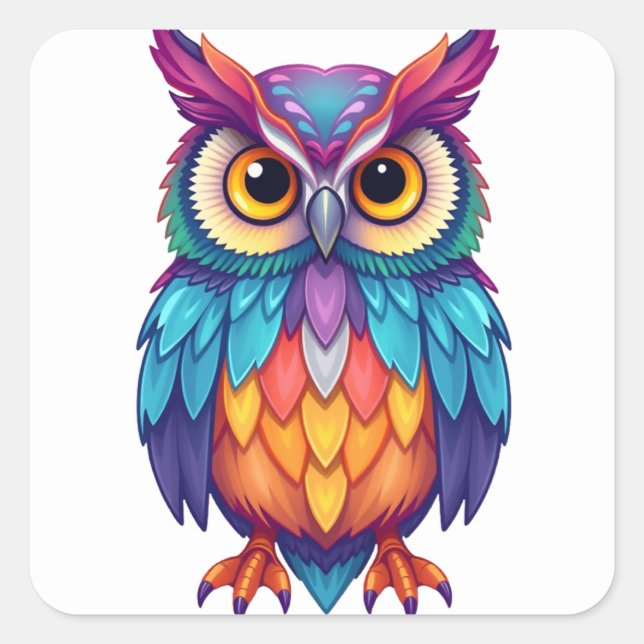 Colourful Fun Owl Stickers (Front)
