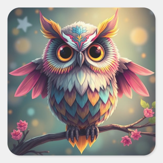 Colourful Fun Owl Stickers (Front)
