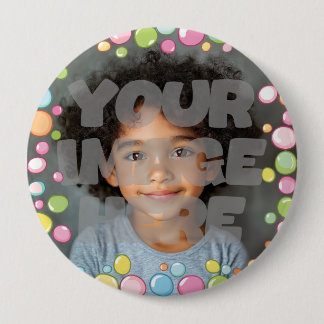 Colourful Fun Pastel Bubble Frame Border for Photo 10 Cm Round Badge
