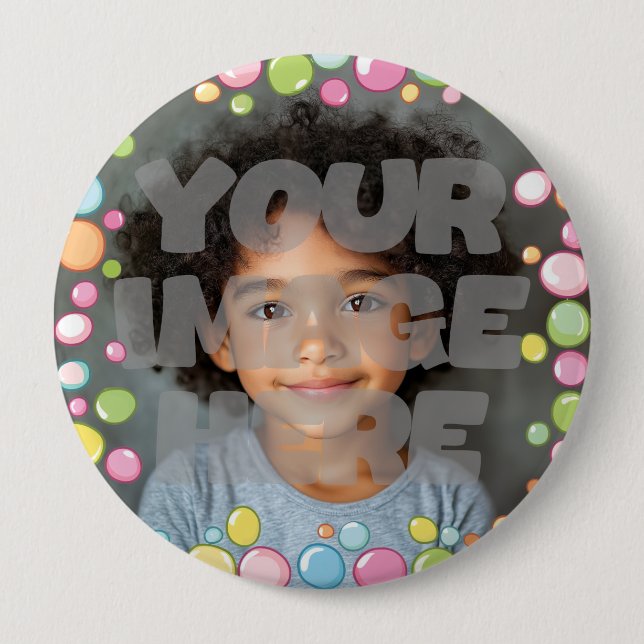 Colourful Fun Pastel Bubble Frame Border for Photo 10 Cm Round Badge (Front)