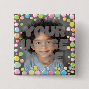 Colourful Fun Pastel Bubble Frame Border for Photo 15 Cm Square Badge