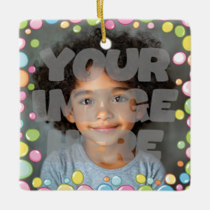 Colourful Fun Pastel Bubble Frame Border for Photo Ceramic Ornament