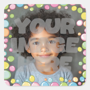 Colourful Fun Pastel Bubble Frame Border for Photo Square Sticker