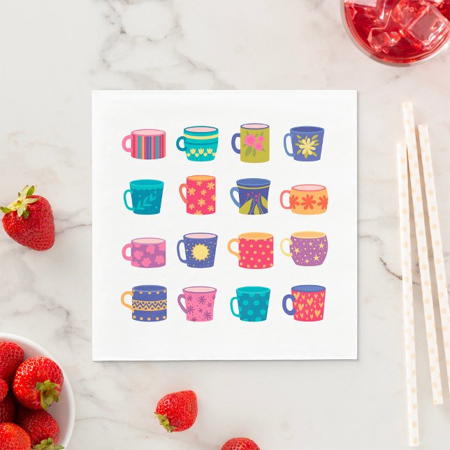 Colourful Fun Patterned Coffee Mug Set  Napkin (Creator Uploaded)