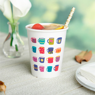 Colourful Fun Patterned Coffee Mug Set  Paper Cups