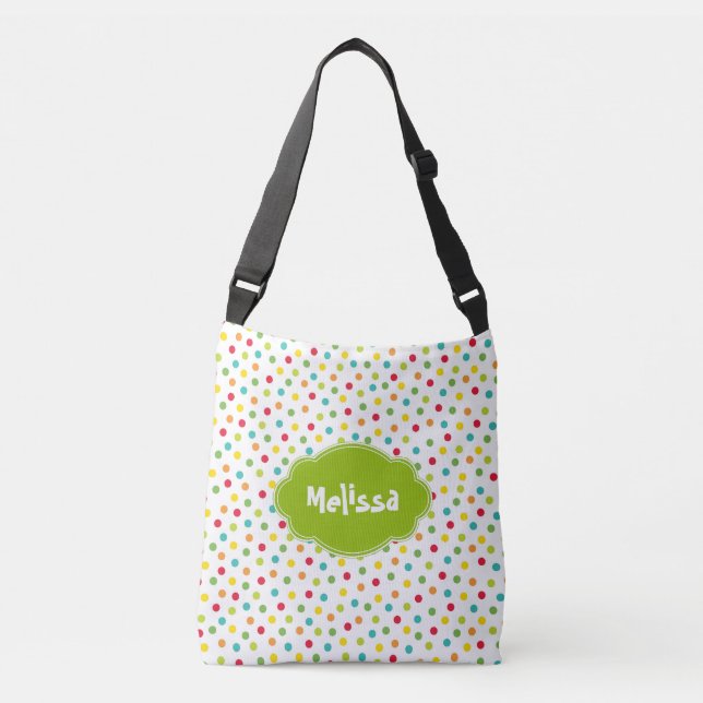 Colourful Fun Polka Dotted Customised Add Name Bag (Front)