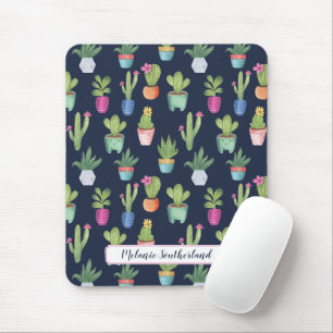 Colourful Fun Potted Plants & Cactus Personalised Mouse Mat