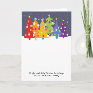 Colourful Fun Rainbow Christmas Trees Holiday Card