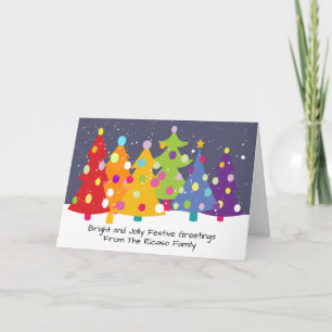 Colourful Fun Rainbow Christmas Trees Holiday Card