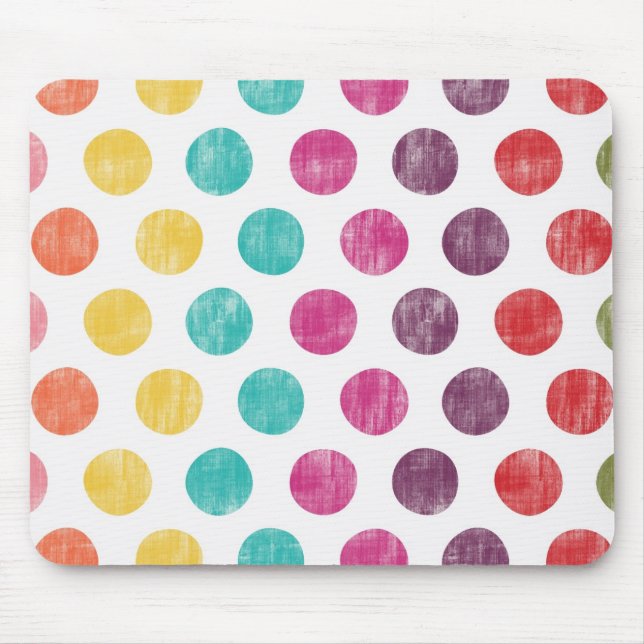 Colourful Fun Retro Polka Dot Pattern Mouse Mat (Front)