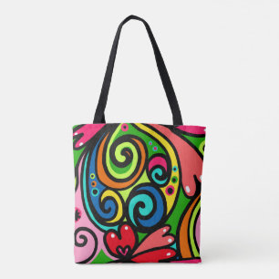 Colourful & Fun Retro Psychedelic 60s Design Tote Bag